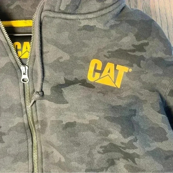 CAT Men’s Trademark Full Zip Camouflage Hoodie Size Large - Picture 6 of 14